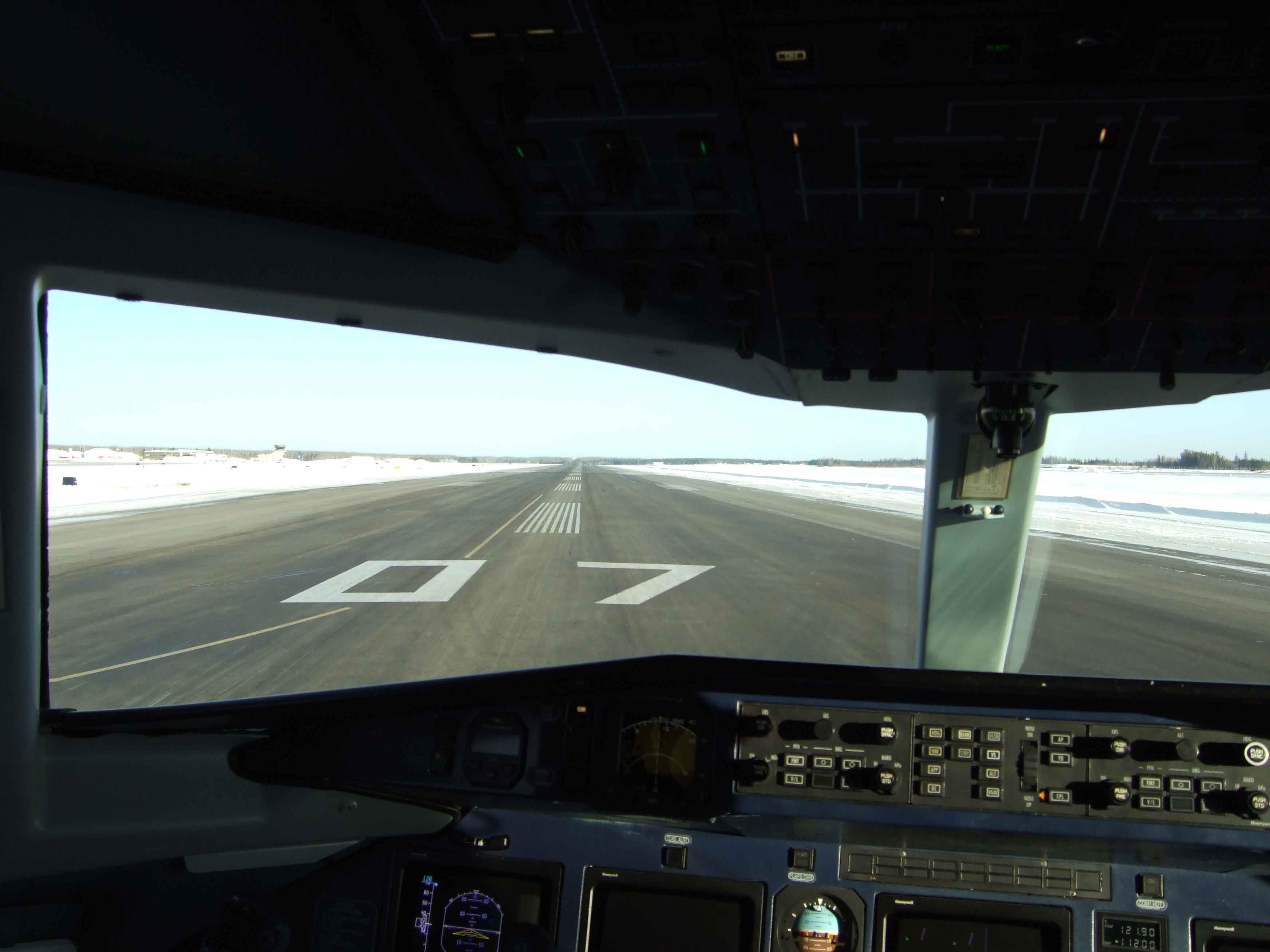 Cockpit View of Landing on Runway